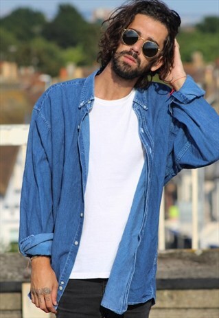 VINTAGE // 90'S // DENIM STYLE SHIRT