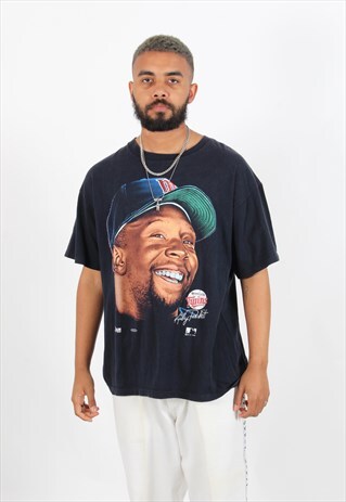 VINTAGE 1992 KIRBY PUCKETT BASEBALL T-SHIRT NAVY