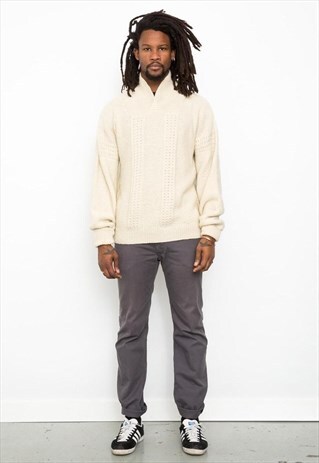 90'S WOOL ARAN THICK KNIT WINTER JUMPER