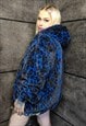 LEOPARD FLEECE JACKET RETRO DETACHABLE SLEEVES JACKET BLUE