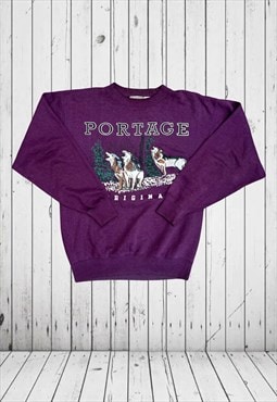 vintage purple portage Wisconsin wolf sweatshirt 