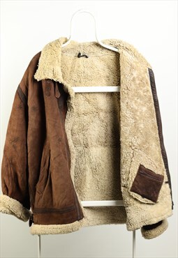 Vintage Sheepskin Suede Jacket Brown