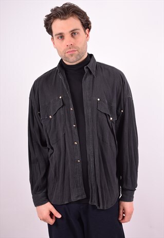 VERSACE MENS VINTAGE SHIRT LARGE BLACK 90S
