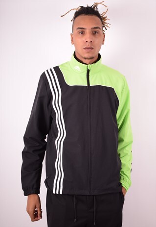 ADIDAS MENS VINTAGE TRACKSUIT TOP JACKET LARGE BLACK 90S