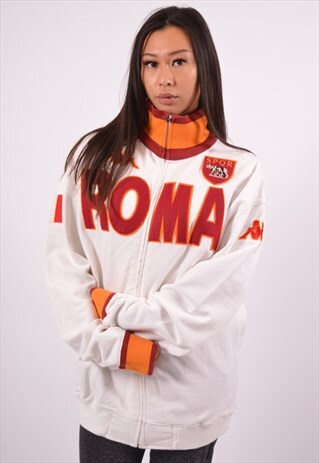 VINTAGE KAPPA ROMA TRACKSUIT TOP JACKET WHITE