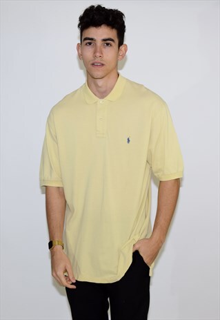 VINTAGE 90S YELLOW RALPH LAUREN SHORT SLEEVE POLO SHIRT
