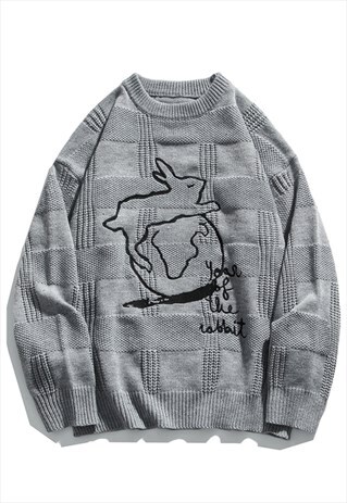 KALODIS CARTOON RABBIT CASUAL CREW NECK SWEATER