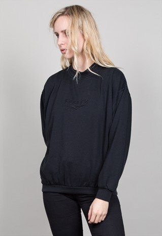 VINTAGE 80'S BLACK OVERSIZED REEBOK CLASSIC SWEATER