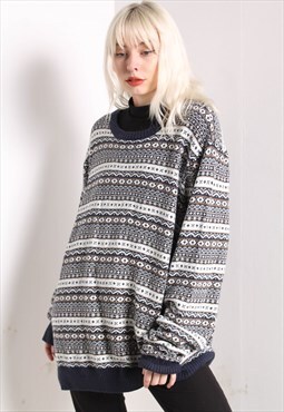 Vintage Abstract Crazy Jazzy Patterned Jumper Multi