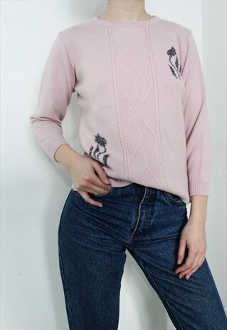 PASTEL PINK MERINO WOOL BLEND SWEATER