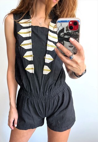 Vintage Black Mini Playsuit 