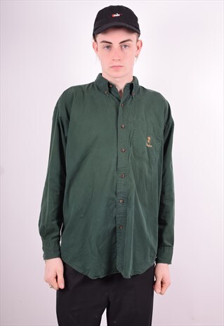 CHAPS RALPH LAUREN MENS VINTAGE SHIRT MEDIUM GREEN 90'S