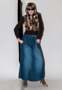 Vintage Y2K textured fur zip-up jumper in brown/beige tones