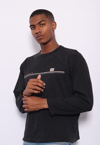 VINTAGE CALVIN KLEIN LOGO LONG SLEEVE T-SHIRT BLACK