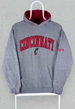 Vintage Cincinnati Bear Cats Hoodie Grey Mens Small