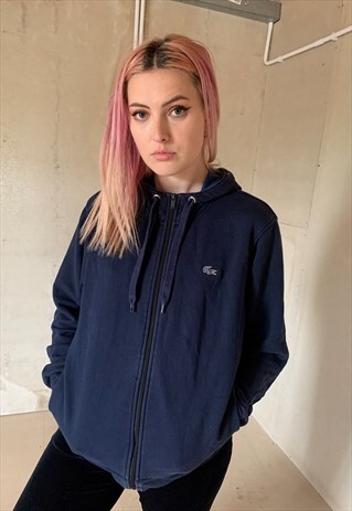 VINTAGE LACOSTE BLUE EMBROIDERED HOODIE