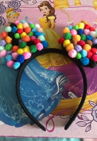 RAINBOW POM POM MOUSE EARS