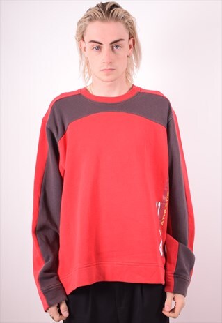 ADIDAS MENS VINTAGE SWEATSHIRT JUMPER XL RED 90S