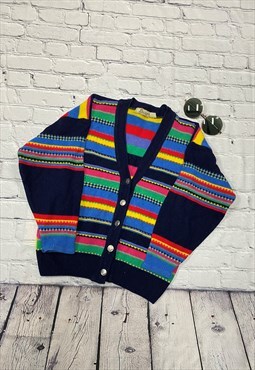Vintage Colourful Wool Cardigan Size S