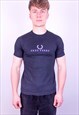 VINTAGE FRED PERRY EMBROIDERY T-SHIRT IN BLACK SMALL