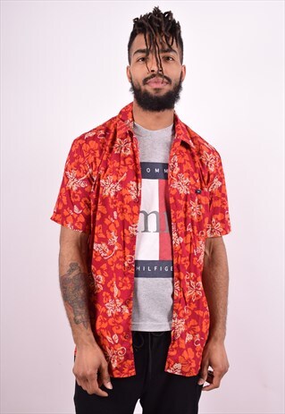 GAS MENS VINTAGE HAWAIIAN SHIRT MEDIUM RED 90'S