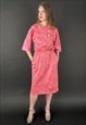 80's Vintage Kuhn Pink Rope Bow Cotton Batwing Dress