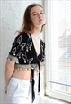 VINTAGE RARE AUTHENTIC VELVET HAND BEADED CROP TOP