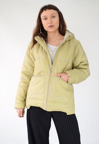 VINTAGE 90S RIP CURL HOODED QUILTED PUFFER JACKET COAT
