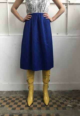 VINTAGE 80' UNIQUE BEAUTIFUL BLUE MIDI PLEATED SKIRT