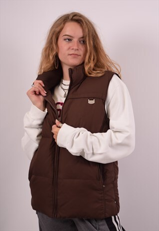 VINTAGE CHAMPION PADDED GILET BROWN