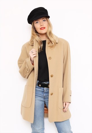 VINTAGE 80S CAMEL WOOL CASHMERE COAT