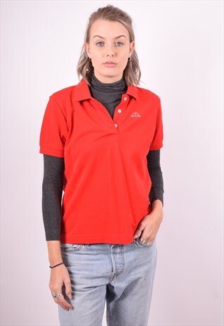 KAPPA WOMENS VINTAGE POLO SHIRT MEDIUM RED 90'S