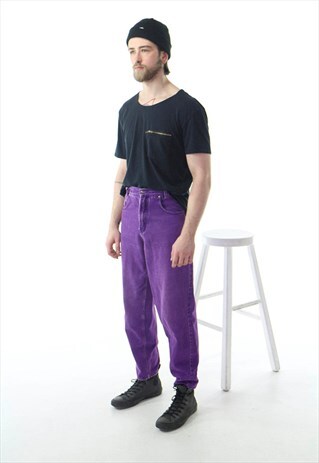 PURPLE STRAIGHT JEANS / HIGH WAISTED DENIM PANTS