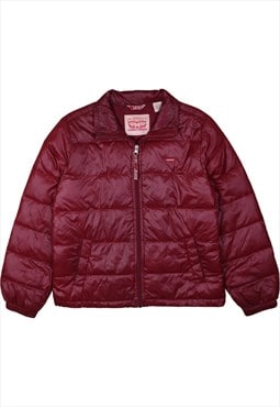 Vintage 90's Levi's Puffer Jacket Full Zip up Burgundy