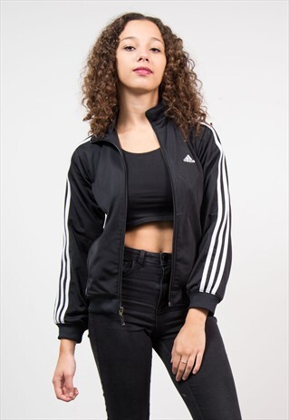 VINTAGE 90'S BLACK ADIDAS TRACKSUIT JACKET TOP
