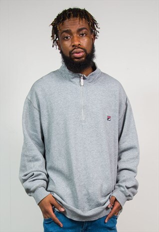 FILA 90'S GREY QUARTER ZIP SWEATSHIRT