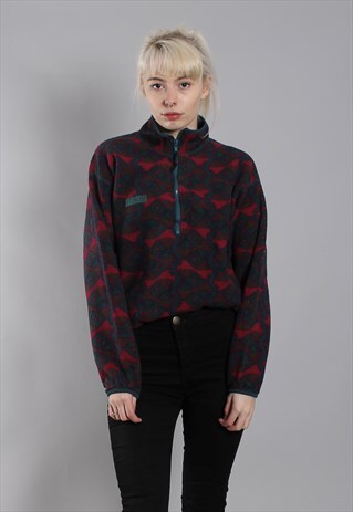 VINTAGE 90S COLUMBIA AZTEC PATTERNED 1/4 ZIP FLEECE