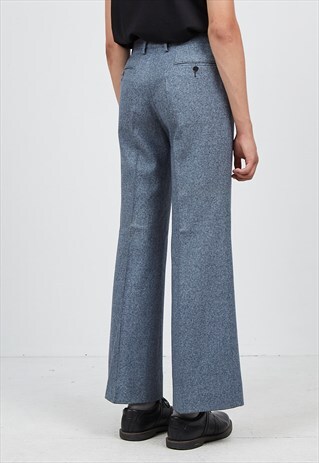 VINTAGE BLUE BOOT CUT TROUSERS BOTTOMS