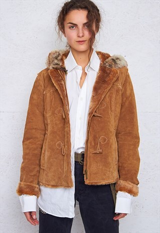VINTAGE BROWN SHEARLING SUEDE JACKET