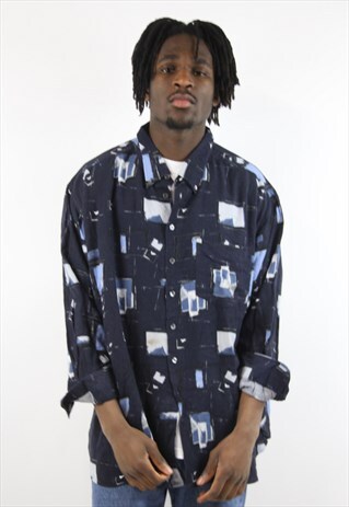 VINTAGE FUNKY NAVY PATTERNED SHIRT