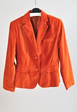 Vintage 00s velvet blazer jacket in orange