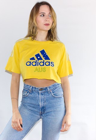 VINTAGE CROPPED YELLOW ADIDAS T-SHIRT