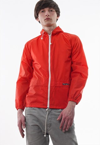 VINTAGE PETER STOR SHELL RAINCOAT 80S 90S RED