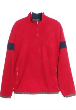 Vintage Red Tommy Hilfiger Quarter Zip Fleece - Large