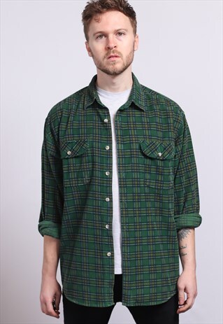 VINTAGE CORDUROY CORD STRIPED SHIRT