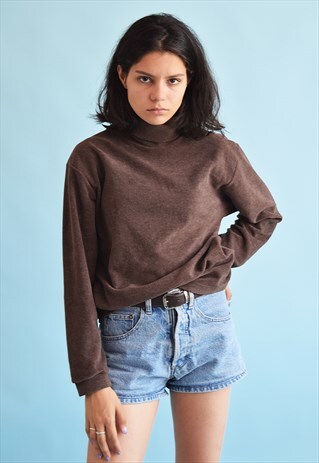 90'S RETRO ATHLEISURE ROLL NECK FLEECE JUMPER