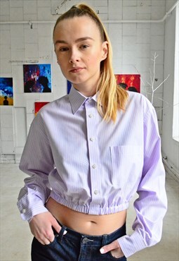 Reworked Purple Vintage Cropped Shirt 80s.