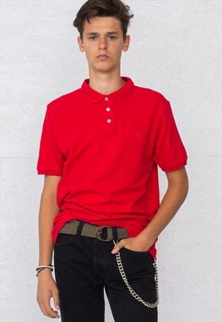 90S VINTAGE RED FILA SHORT SLEEVE POLO SHIRT