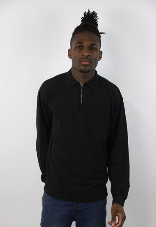 VINTAGE LONG SLEEVE ZIPPY POLO-SHIRT