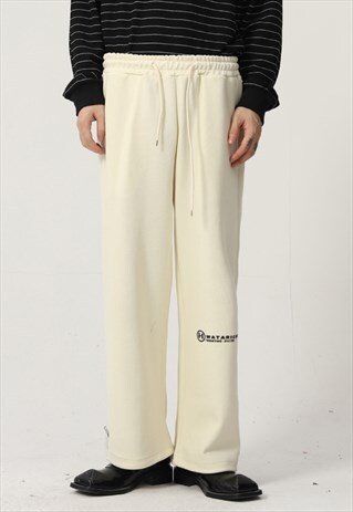 KALODIS SIMPLE LETTER DESIGN ELASTIC WAIST CASUAL TROUSERS